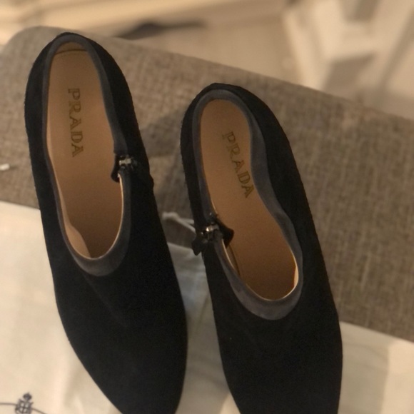 Prada Black Suede Platform Ankle Booties - Picture 5 of 7